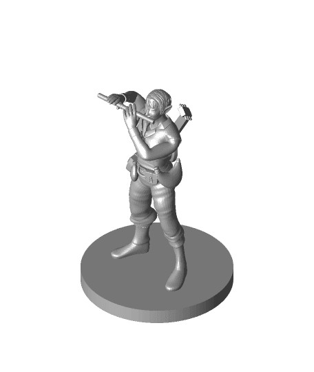 Elven Female Bard with Flute 3d model