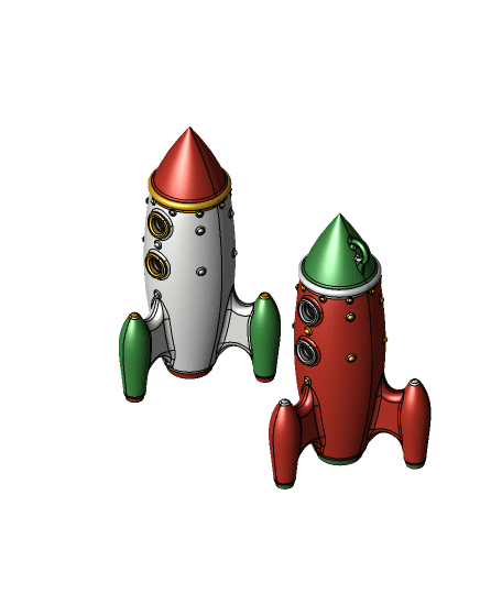 Retro Christmas Rocket Ornament - Decoration 3d model