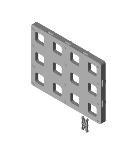 Gridfinity Baseplate with Clips and Rubber Feet 3d model