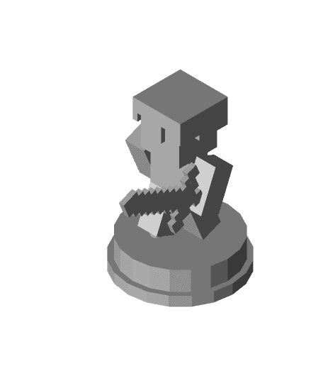 Minecraft Character With Iron Helmet And Sword 3d model