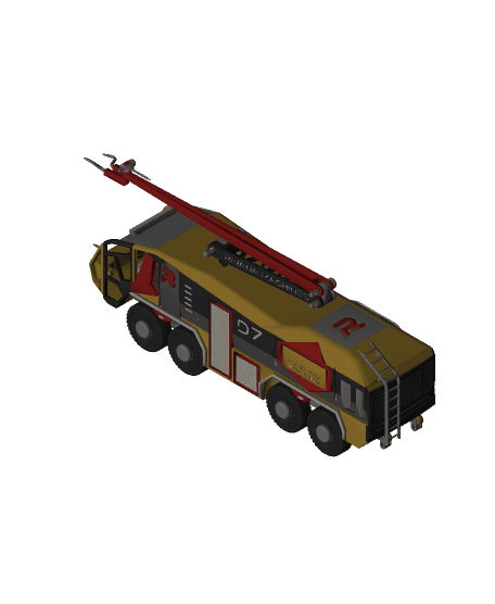 Yellow Airport Fire Truck Engine 8X8 with Movements 3d model