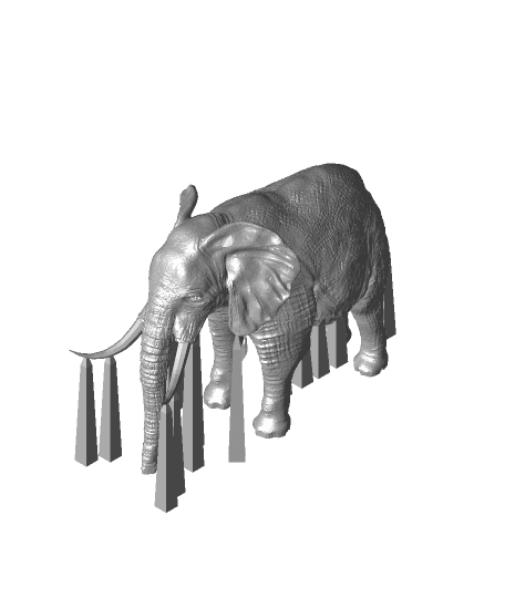 Elephant With Its Trunk Down 3d model