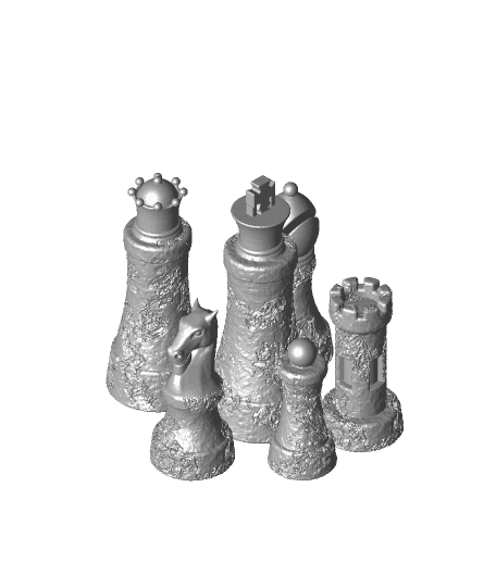 Marble Textured Chess Pieces 3d model