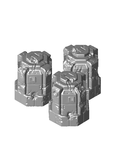 Wall Set - Damaged - Towers 3d model