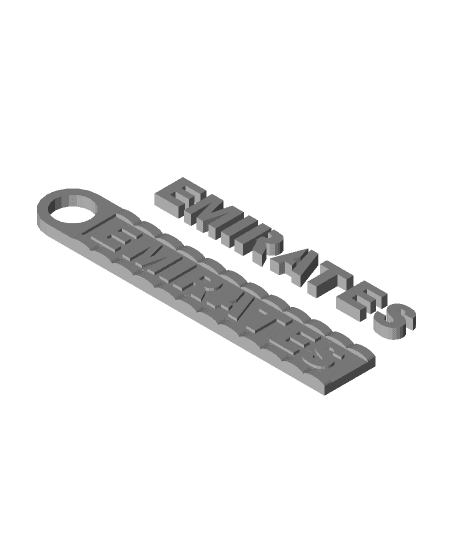 Emirates key ring and block letters.stl 3d model