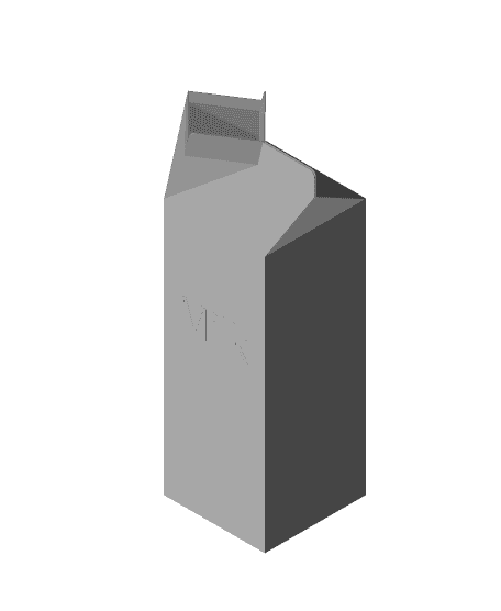 Half-Quart milk carton (open lid) 3d model