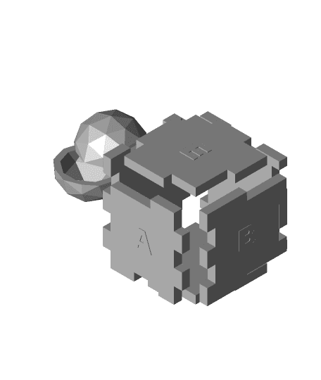 3D Cube Puzzle with Polygon Outside 3d model