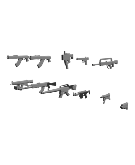 12 LOW POLY AUTOMATIG WEAPONS FOR 3D PRINT 3d model