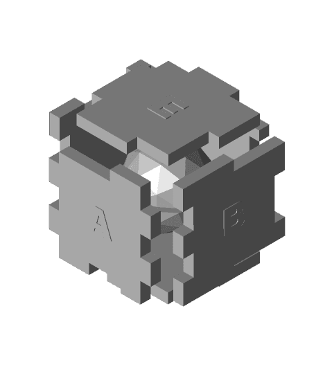 Polygon inside almost assembled purged 3-D Puzzle Cube Individual Pieces.stl 3d model