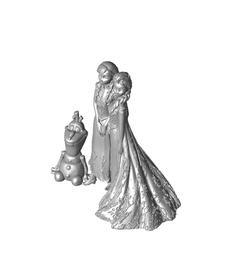 Olaf with Anna and Elsa Support Free Set 3d model