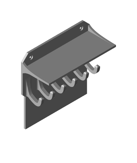 Key hook and tray with extended back 3d model