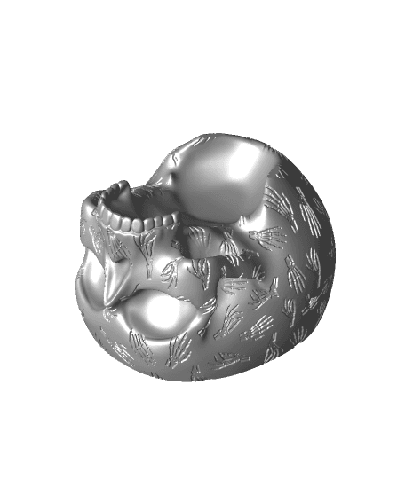 Skeleton Hands Skull Planter-Bowl 3d model