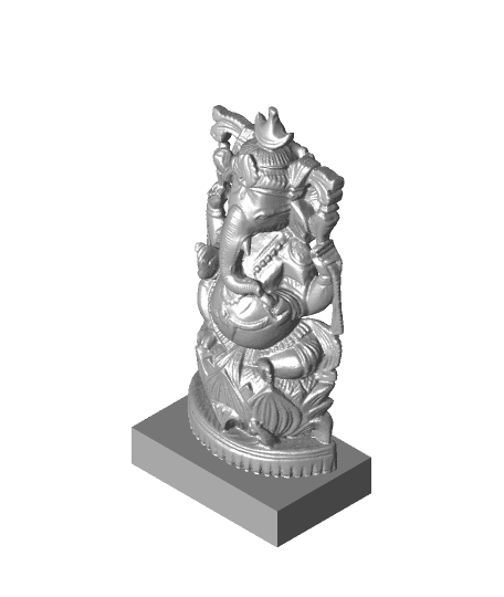 Ganesh on Lotus with Crescent moon Crown 3d model