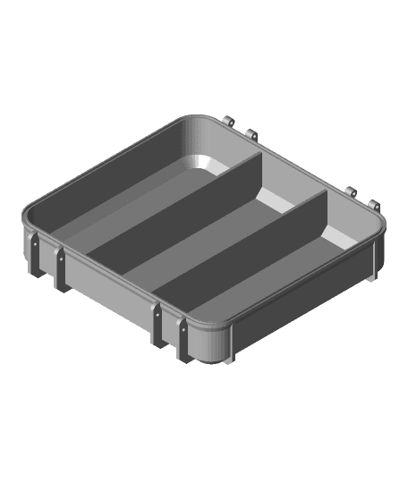 Tool Box Base with Divider - 3 Vertical Compartments 3d model