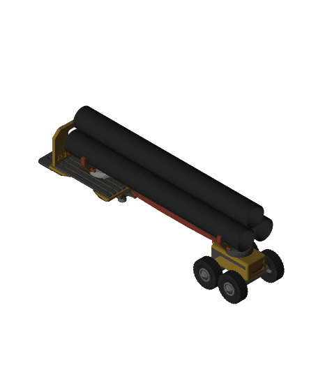 Yellow Zil Pipe Truck with Movements 3d model