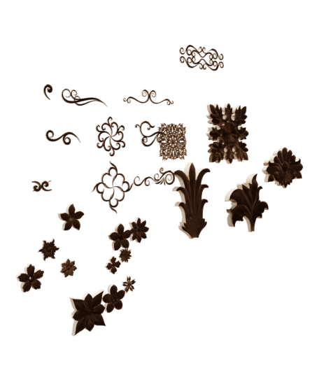 Floral architecture 26 details for 3D print or asset 3d model