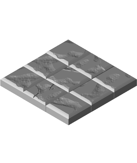 Fantasy Wargame Terrain - Ruined Wall Sections 3d model