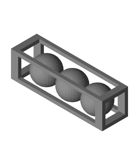 Three sphere in a rectangle. 3d model