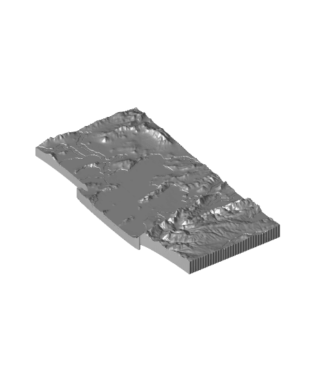 Utah topographic map with rivers and lakes 3d model