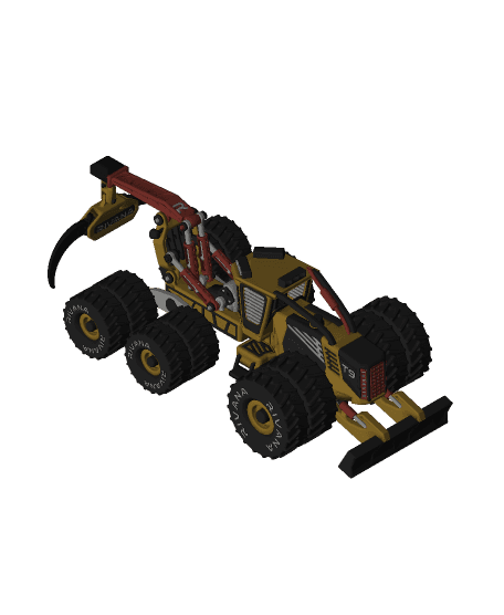 Yellow Log Skidder-All Dual Wheels 3d model