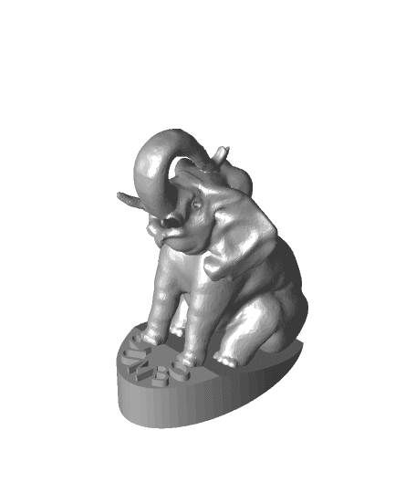 Elephant Sitting on Stand (No Support) Pen Holder 3d model