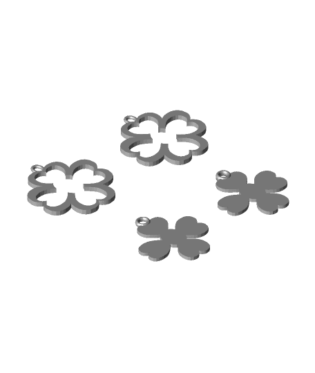 4 leaf clover earrings 3d model