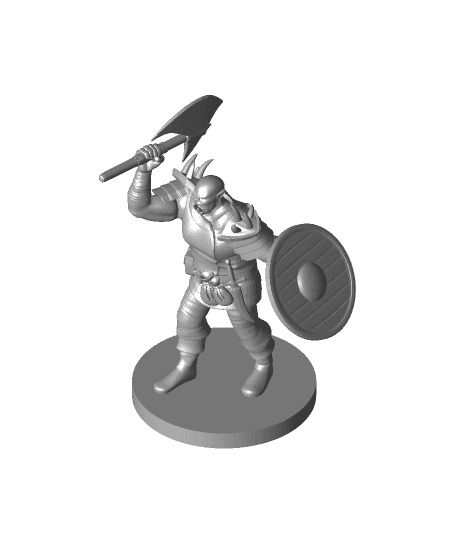Half Orc Barbarian with Battle Axe and Shield 3d model