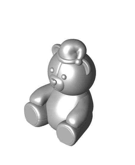 Teddy Bear Fuzzy Skin With Santa Hat Ornament / Figurine 3d model