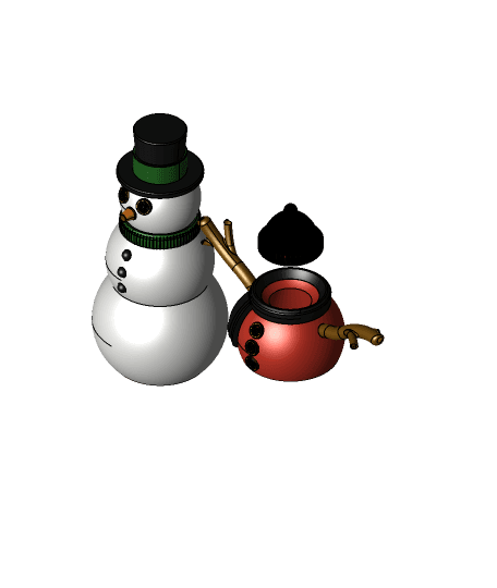 Giant Snowman Fidget with Button Eyes 3d model