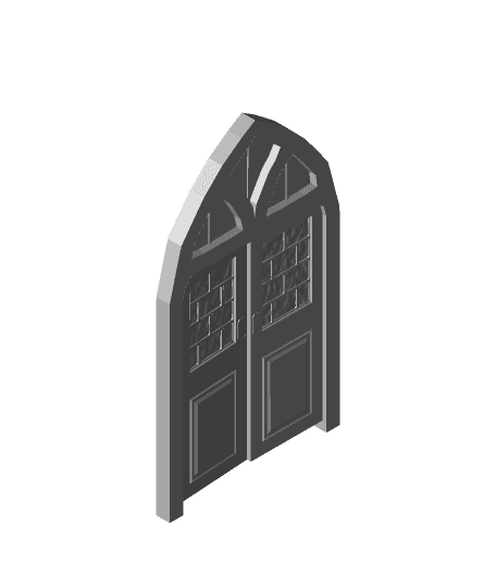 Church double door_grid window 3d model