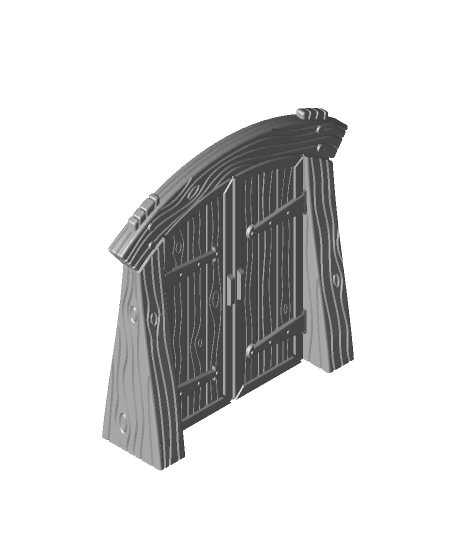 Wood Dungeon Door - Hinged, Open/Closed, & Slide In 3d model