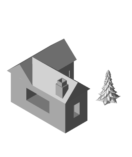 Small house with tree 3d model