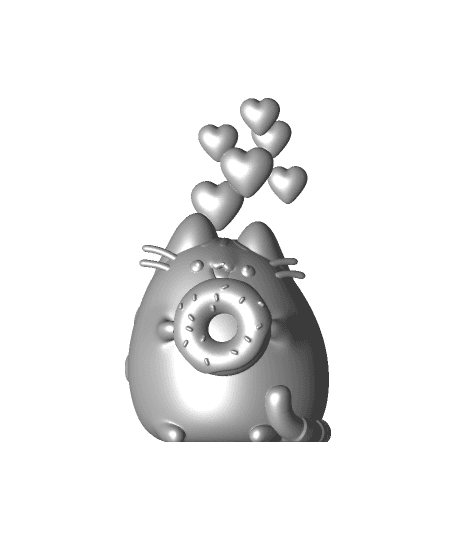 Pusheen - Hearts and doughnut - Fan Art 3d model