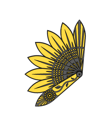 Sunflower Hand Fan | #pdo #summer | NoahMillerDesign 3d model