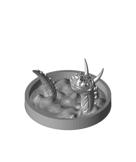 Horned Sea Serpent Ring Holder 3d model