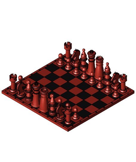 Custom Chess Board and Pieces 3d model