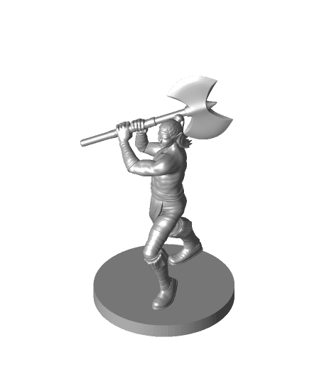 Half Elf Male Barbarian with Great Axe 3d model
