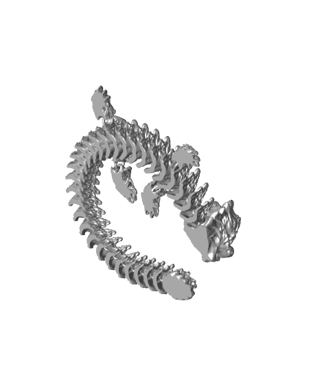 Snowstorm, Winter Dragon - Articulated Dragon Snap-Flex Fidget (Medium Tightness Joints) 3d model