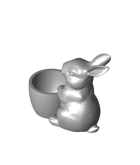 Smoothed Easter Bunny with bowl/pot by gyro full viewable 3d model