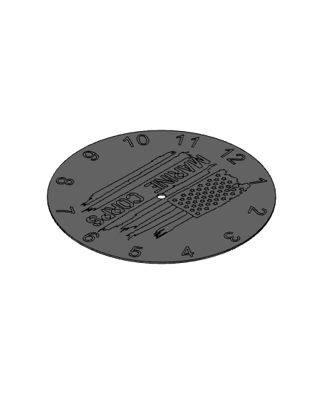 marine-corps-flag-clock-face-197mm-v3.step 3d model