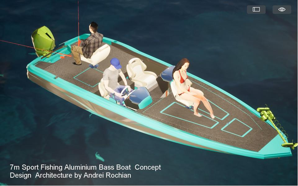 7m Sport Fishing Aluminium Bass Boat Concept Design Architecture by Andrei Rochian 3d model