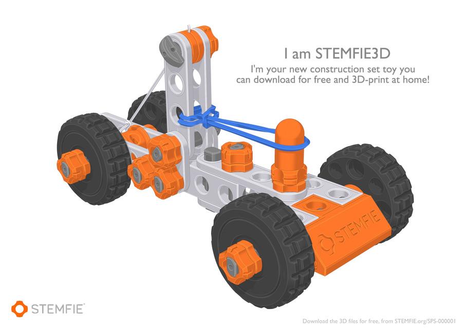 STEMFIE rubber-band-driven car 3d model