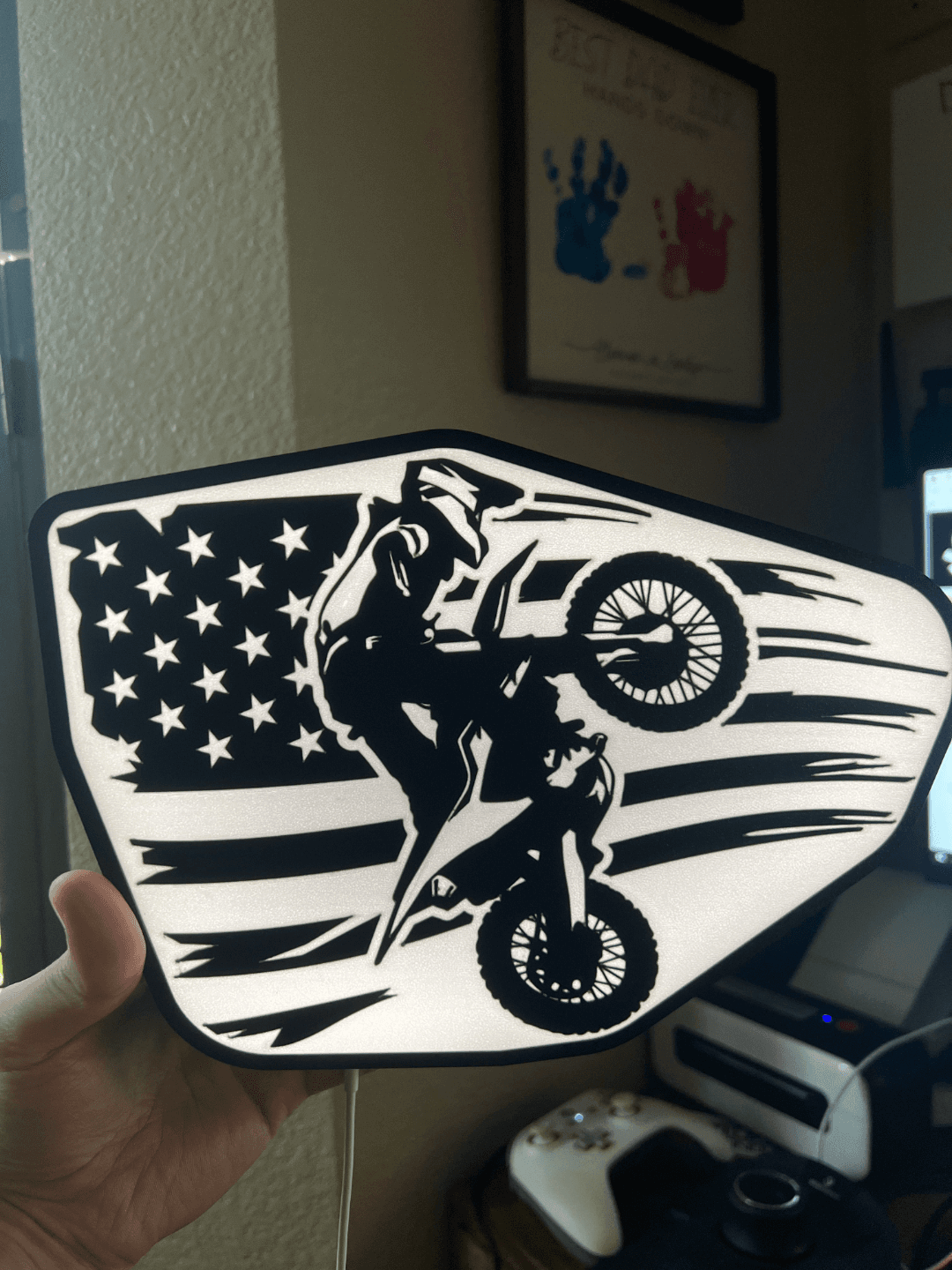 Dirt Bike American Flag Lightbox 3d model
