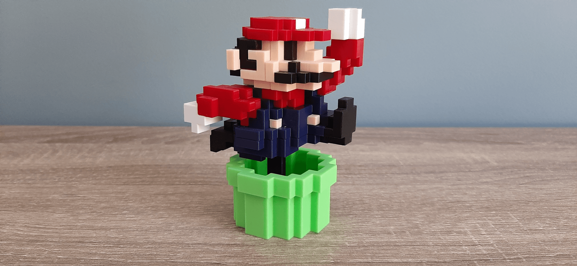 8-Bit Retro Super Mario Multipart Color Print with Warp Pipe (10 cm Height) 3d model