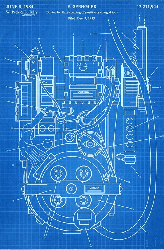 Ghostbusters / Blueprint Wall Art / 2d art / 3d model