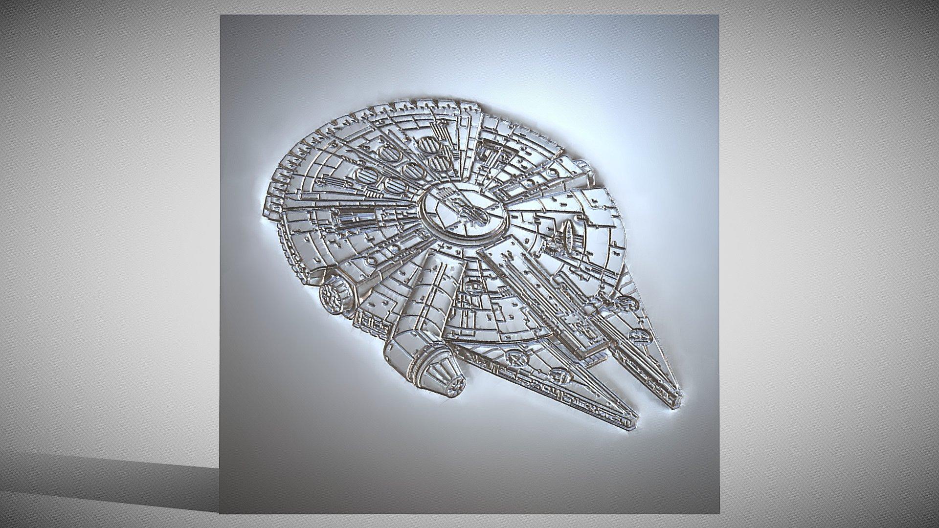 Bas relief Millennium Falcon 1 sculpture for CNC by andriussaras 3d model