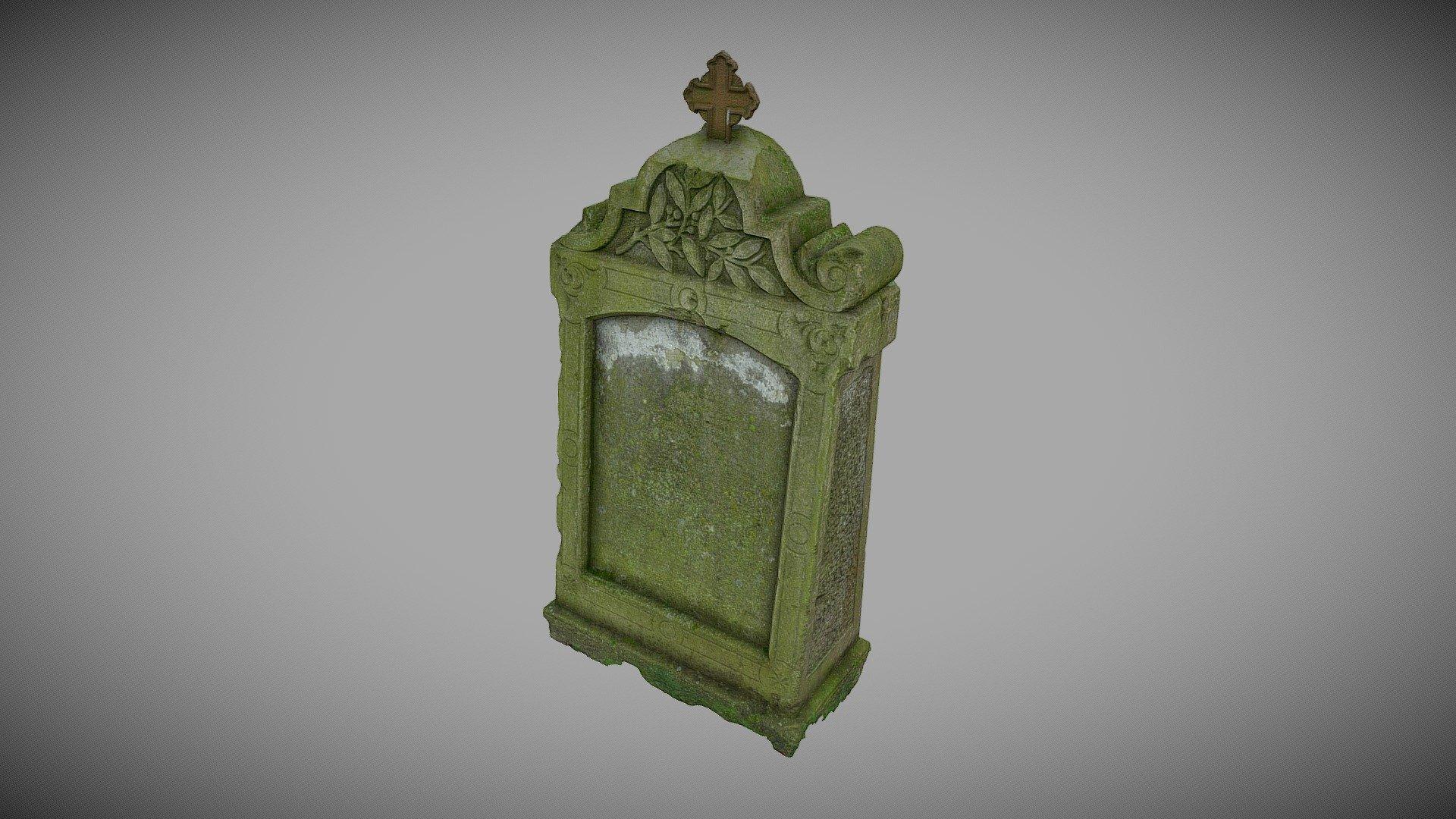 Damaged tombstone with a bas-relief and cross 02 by archiwum_xyz 3d model