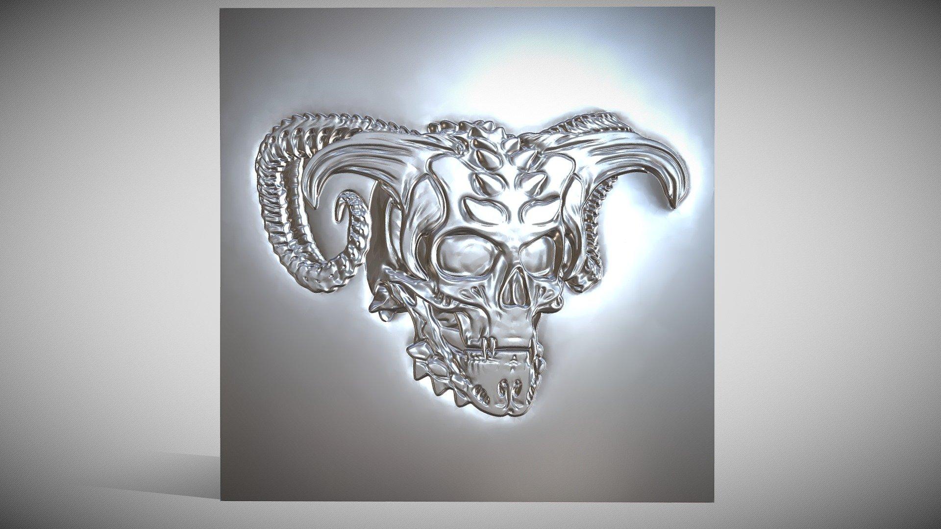 Bas-relief Demon Skull sculpture for CNC by andriussaras 3d model