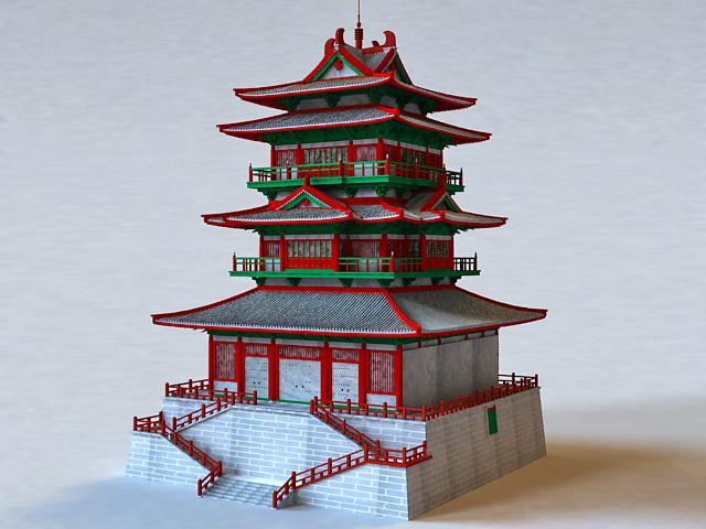 Chinese Pagoda Architecture 3D Model 3d model