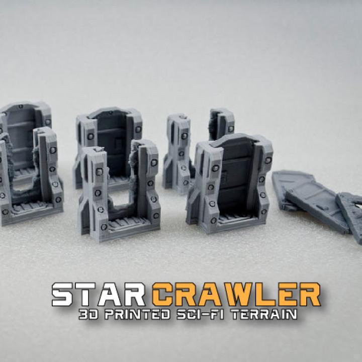 STAR CRAWLER TERRAIN SCIFI DOORS, ZOMBICIDE INVADER, NEMESIS, SPACE HULK - WITH EZ PRINT SUPPORTS 3d model